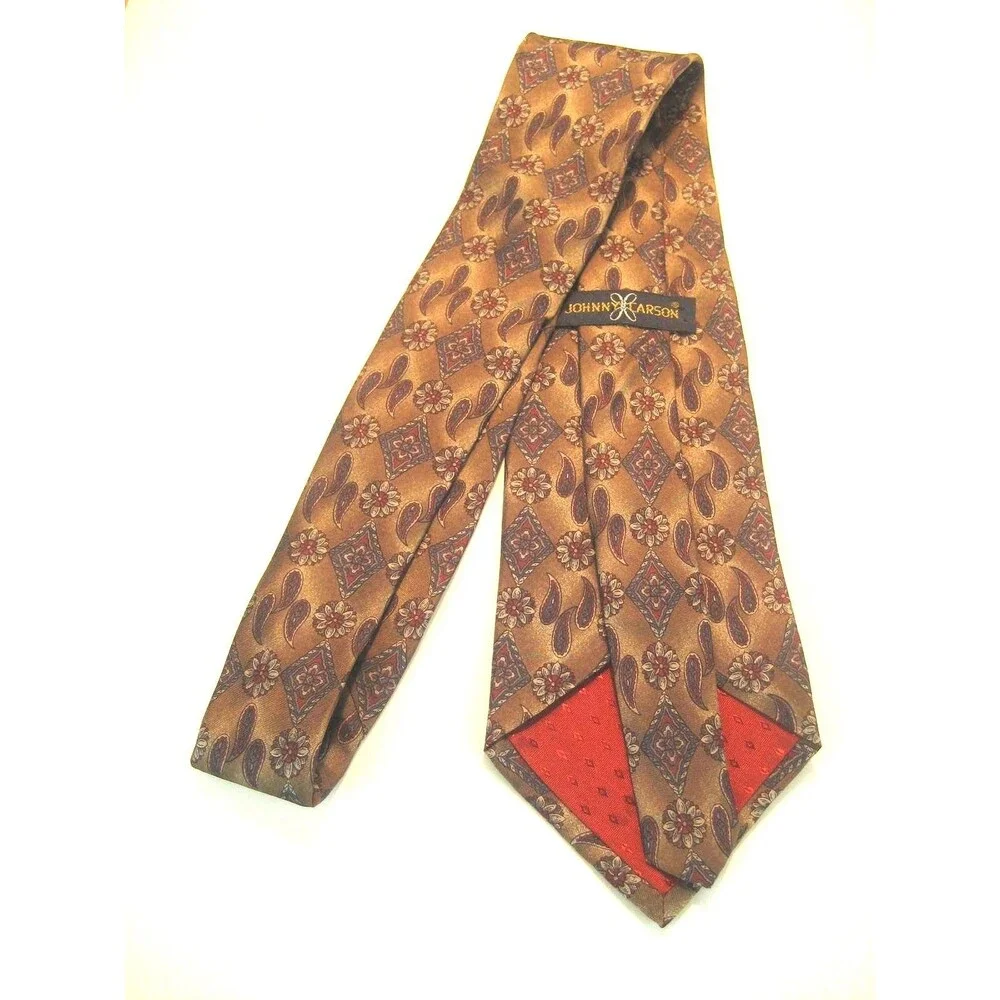 Johnny Carson 100%  Silk Geometric Design Necktie
